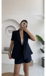 Carmilla Yarım Kol Blazer Ceket Şort Takım - Lacivert - 0459