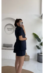Carmilla Yarım Kol Blazer Ceket Şort Takım - Lacivert - 0459