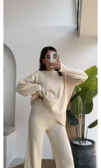 Caroline Triko Takım - Krem - Kod: 7207