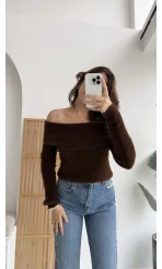 Caterina Madonna Yaka Kazak Acı Kahve Kod: 25040