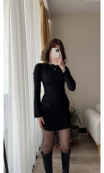Catherine Siyah Cepli Elbise