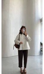 Cecily Kemerli Havuç Pantolon - Kahve - Kod: 3706