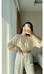 Cedriic Beli Lastikli Bluz