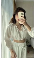 Cedriic Beli Lastikli Bluz