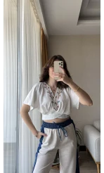Celosia Beyaz Nakışlı Bluz