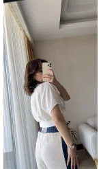 Celosia Beyaz Nakışlı Bluz