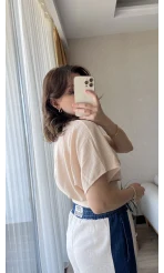 Celosia Krem Nakışlı Bluz