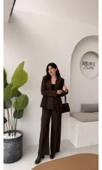 Charlotte Pilili Bele Oturan Takım - Acı Kahve - Kod: 8884