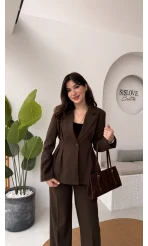 Charlotte Pilili Bele Oturan Takım - Acı Kahve - Kod: 8884