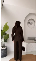 Charlotte Pilili Bele Oturan Takım - Acı Kahve - Kod: 8884