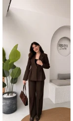 Charlotte Pilili Bele Oturan Takım - Acı Kahve - Kod: 8884