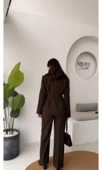 Charlotte Pilili Bele Oturan Takım - Acı Kahve - Kod: 8884