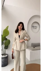 Charlotte Pilili Bele Oturan Takım - Taş - Kod: 8884