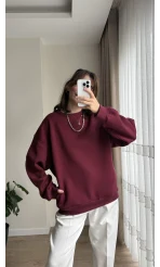 Chloé Oversize Kalın Sweatshirt Uzun Bordo