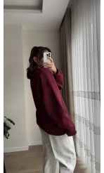 Chloé Oversize Kalın Sweatshirt Uzun Bordo