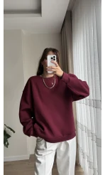 Chloé Oversize Kalın Sweatshirt Uzun Bordo