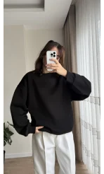 Chloé Oversize Kalın Sweatshirt Uzun Siyah