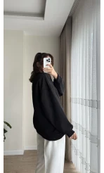 Chloé Oversize Kalın Sweatshirt Uzun Siyah