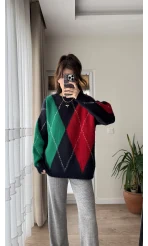 Chris Baklava Desenli Kalın Kazak