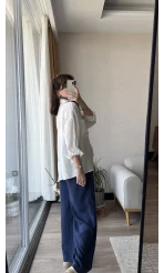 Çift Cepli Beyaz Modal Gömlek