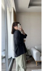 Çift Cepli Siyah Modal Gömlek