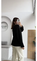 Çift Katman Görünümlü Sweat - Siyah - Kod: 1052