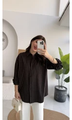 Çizgili Gömlek - Acı Kahve - Kod: 2165