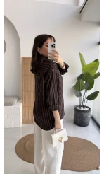 Çizgili Gömlek - Acı Kahve - Kod: 2165