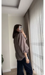 Çizgili Gül Kurusu Gömlek