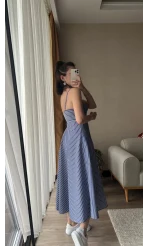 Çizgili Mavi Elbise