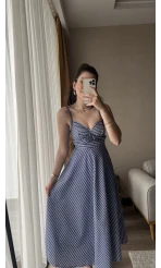 Çizgili Mavi Elbise