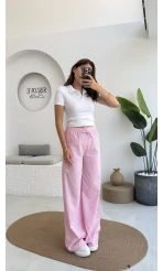 Çizgili Pembe Pantolon