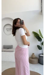 Çizgili Pembe Pantolon
