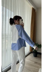 Çizgili Scuba Kumaş Sweat-Gömlek