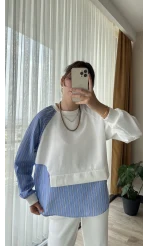 Çizgili Scuba Kumaş Sweat-Gömlek