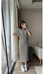 Çizgili Triko Elbise