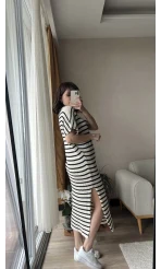 Çizgili Triko Elbise