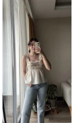 Clare Keten Örgü Askılı Bluz