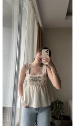 Clare Keten Örgü Askılı Bluz