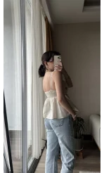 Clare Keten Örgü Askılı Bluz