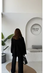 Cleo Asimetrik Kesim Triko Takım - Siyah - Kod: 04586