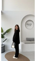 Cleo Asimetrik Kesim Triko Takım - Siyah - Kod: 04586
