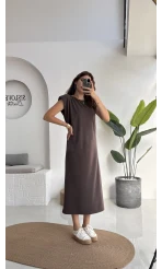 Clover Vatkalı Elbise - Kahve