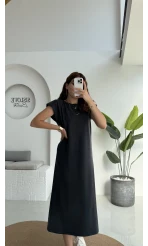 Clover Vatkalı Elbise - Koyu Antrasit