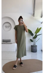 Clover Vatkalı Elbise - Yeşil