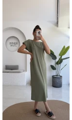 Clover Vatkalı Elbise - Yeşil