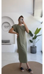 Clover Vatkalı Elbise - Yeşil