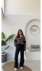 Colorado Beli Lastikli Gabardin Palazzo Pantolon - Lacivert