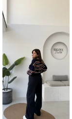 Colorado Beli Lastikli Gabardin Palazzo Pantolon - Lacivert