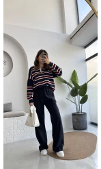 Colorado Beli Lastikli Gabardin Palazzo Pantolon - Lacivert